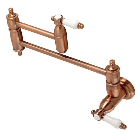 Kingston Brass KS310BPLAC Bel Air Wall Mount Pot Filler Kitchen Faucet, Antique Copper KS310BPLAC